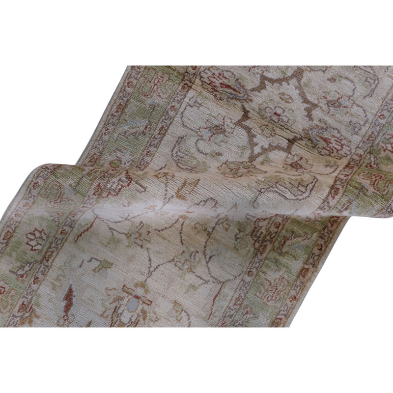 Tapis beige de haute qualité noué à la main beige et bleu marine