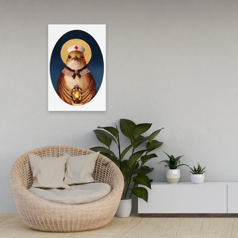 Florence Nightingale - Animaux, surréalisme urbain et pop, humour, oiseaux, H 24 po x l 16 po
