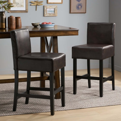 Set Of 2 26" Portman Bonded Leather Counter Height Barstool