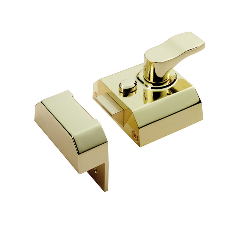 Behl Rim Cylinder Deadlocking Nightlatch, Brass, 7cm H x 4cm W x 5cm D