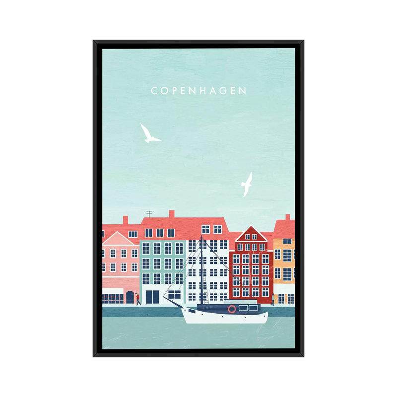 « copenhague », impression sur toile, H 60 po x l 40po x P 1,5 po, Toile avec cadre noir, Pas de tapis