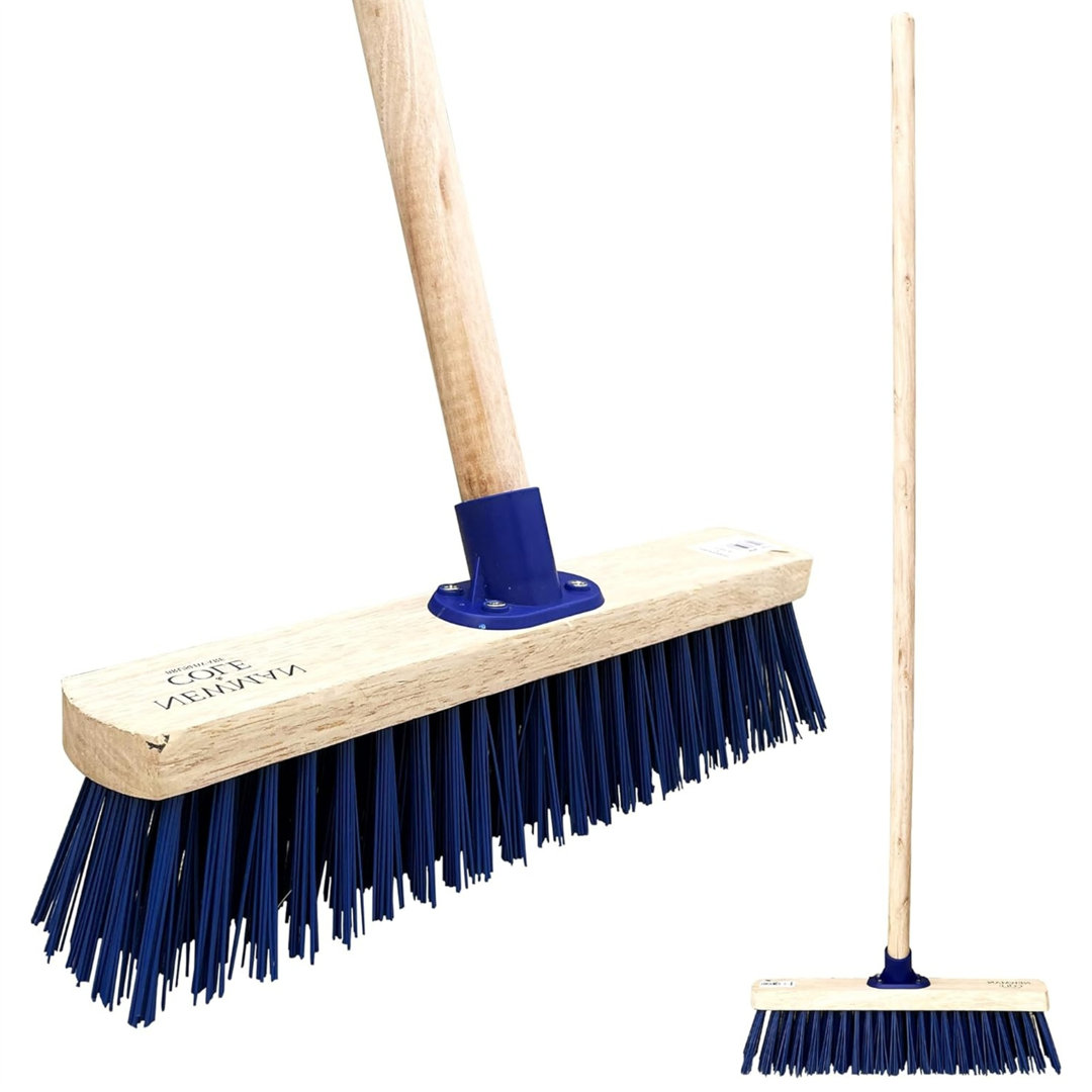 15" Stiff Outdoor Broom with PVC Hard Blue Bristle Brush - Image 4