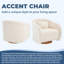 Chaise d'appoint pivotante moelleuse - Revêtement en peluche douillet avec base en bois massif - Design moderne citrouille-910726885