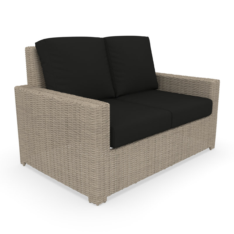 Henri Outdoor Loveseat With Sunbrella Cushions, Canvas Black