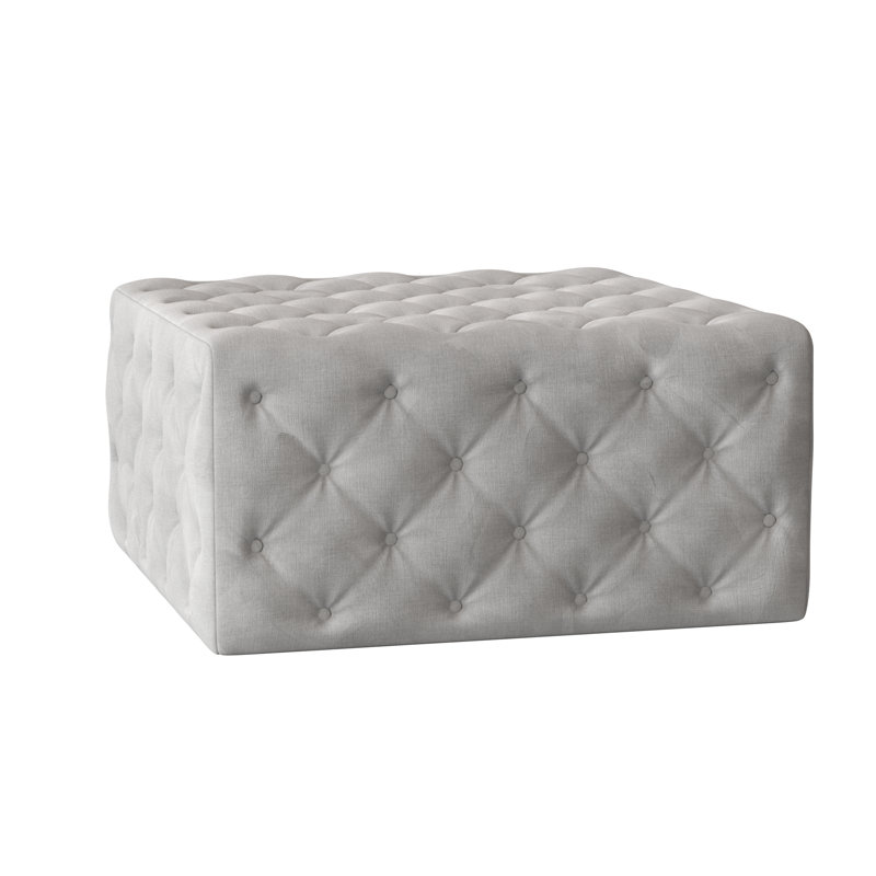 Liv Upholstered Ottoman, Bella White Performance Velvet