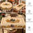 Machine-washable polyester tablecloth with rustic country design featuring squirrel patterns