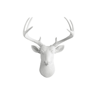 Deer Head Wall, White Resin, Faux Taxidermy, Farmhouse Decor | White resin faux deer head wall decor — farmhouse, rustic character for your mantel or entryway. Faux taxidermy.