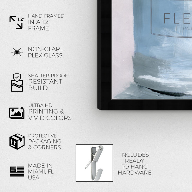 « fleur paris », impression, H 15 po x l 10 po x P 2 po, Cadre noir
