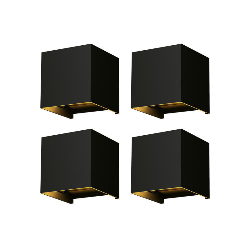 4-Pack LED Black Square Up/down Wall Light, Adjustable Beam Angle Aluminum Ip65 Waterproof Wall Sconce, 10