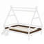 Lit plateforme House avec escalier, structure simple en bois massif, profil bas et design amusant enfantin-980007934-980007930