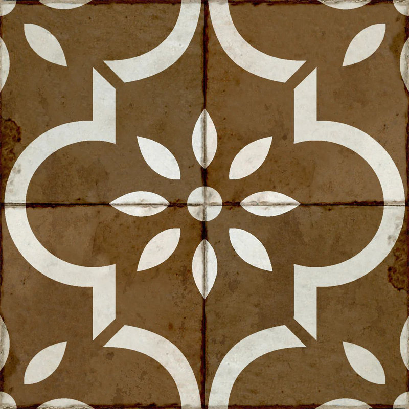 Carreau de mosaïque floral auto-adhésif en vinyle 5 po x 5 po, Marron clair