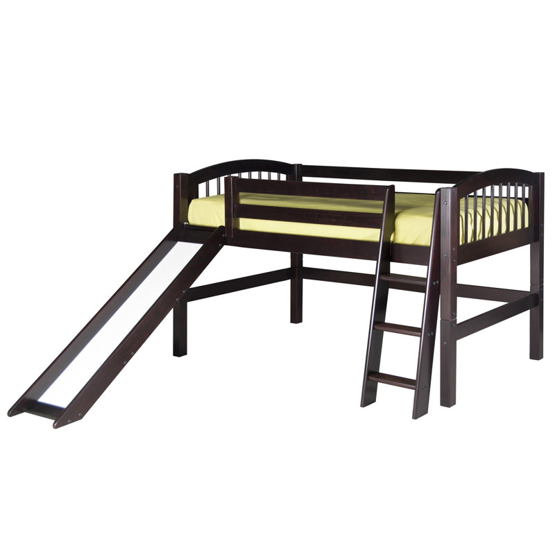 Lit mezzanine simple en bois massif Friedemar, Cappuccino