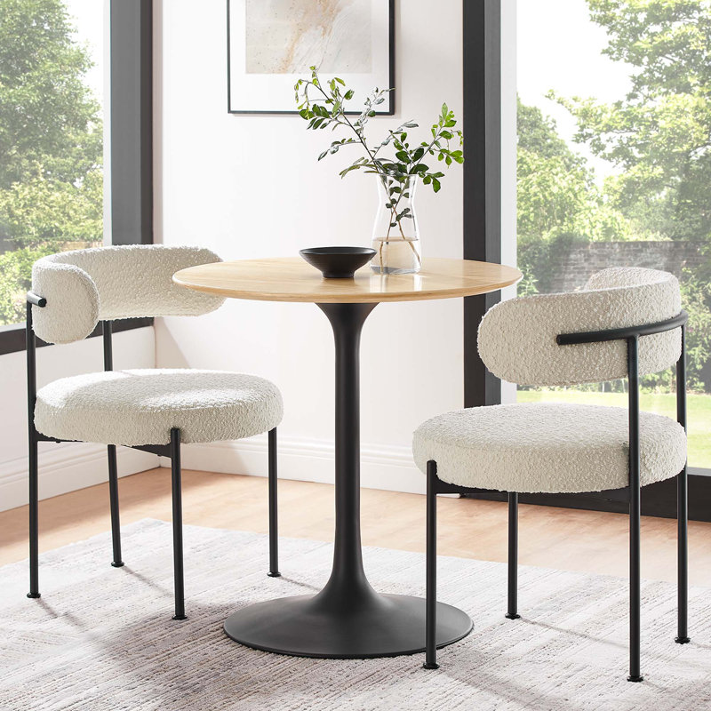 Table de salle à manger Modway Lippa, Noir, Naturel, L 27,5 po x l 27,5 po