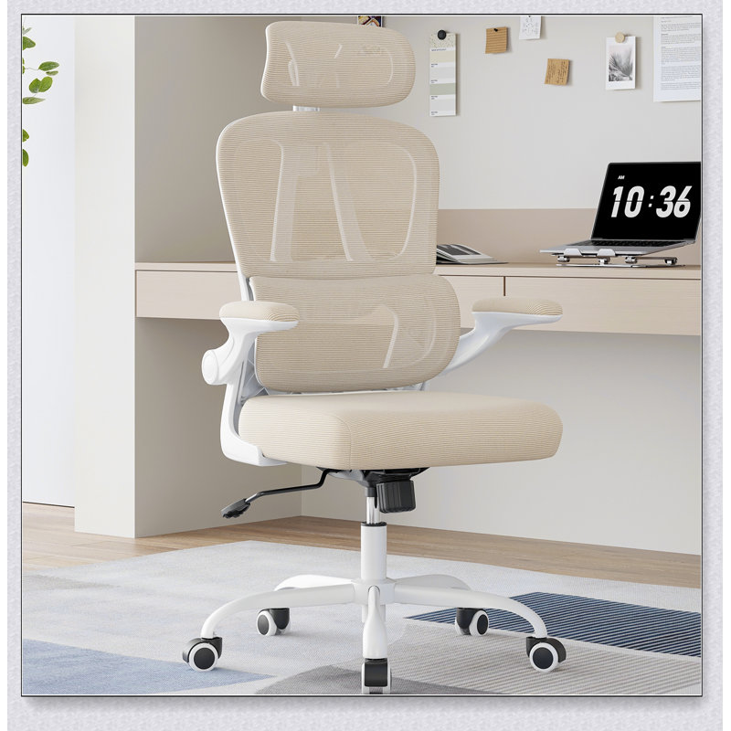Chaise de bureau ergonomique avec appui-tête réglable et soutien lombaire, pivotant à haut dossier pour le confort de la maison et du bureau