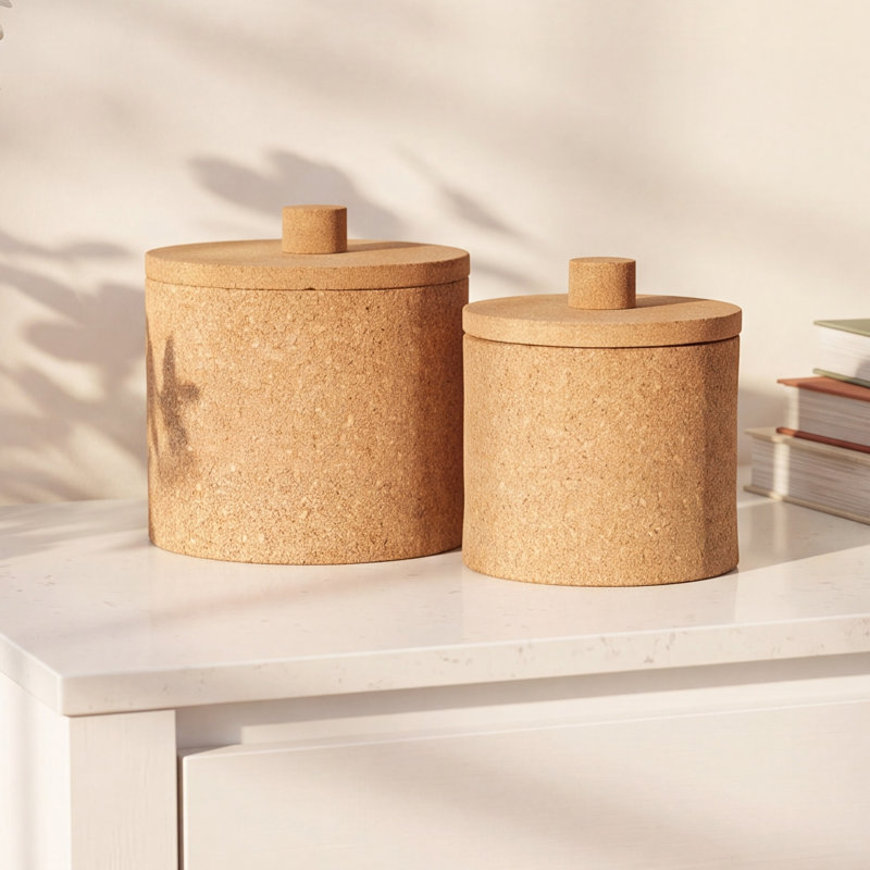 Round Cork Box Lg, 6.25" H x 6.25" W x 6.25" D