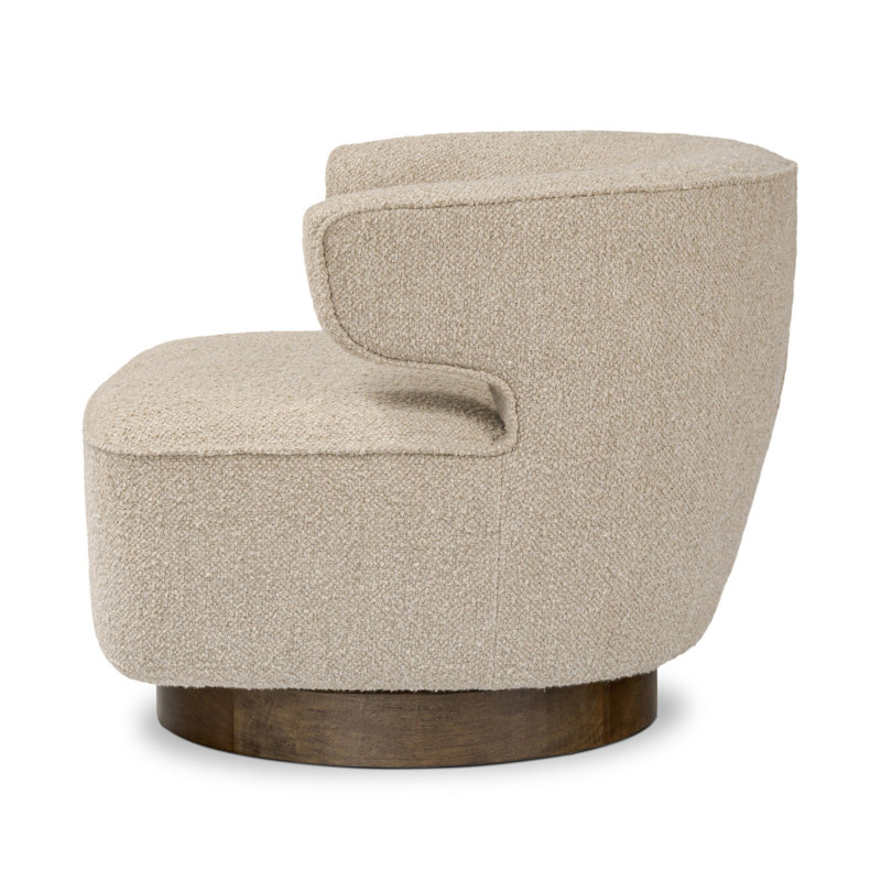 DOTTIE Swivel Barrel Chair, Berber Oatmeal Linen Blend