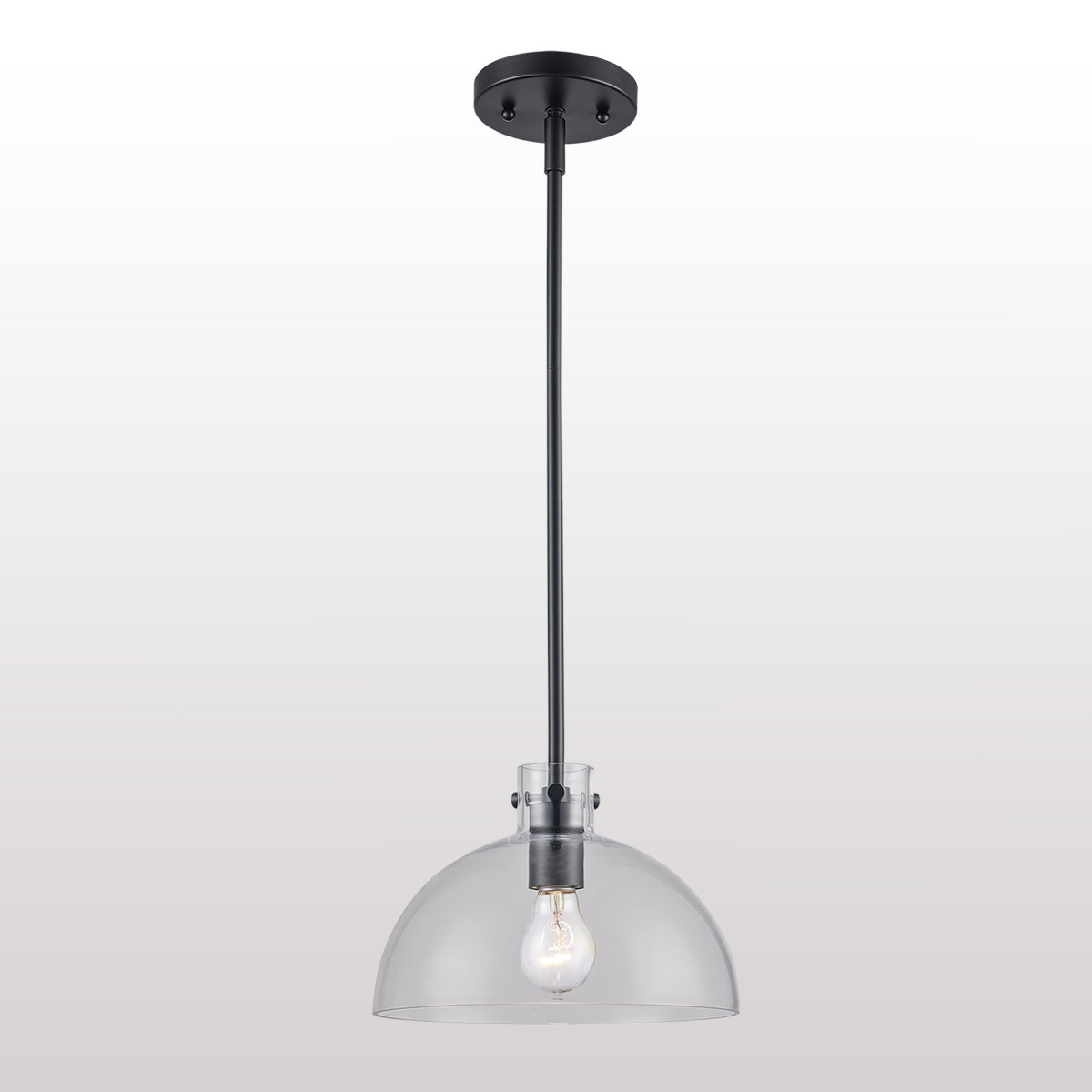 Martins Dimmable Glass Single Light Pendant, 44.8" H x 10" W x 10" D, Black