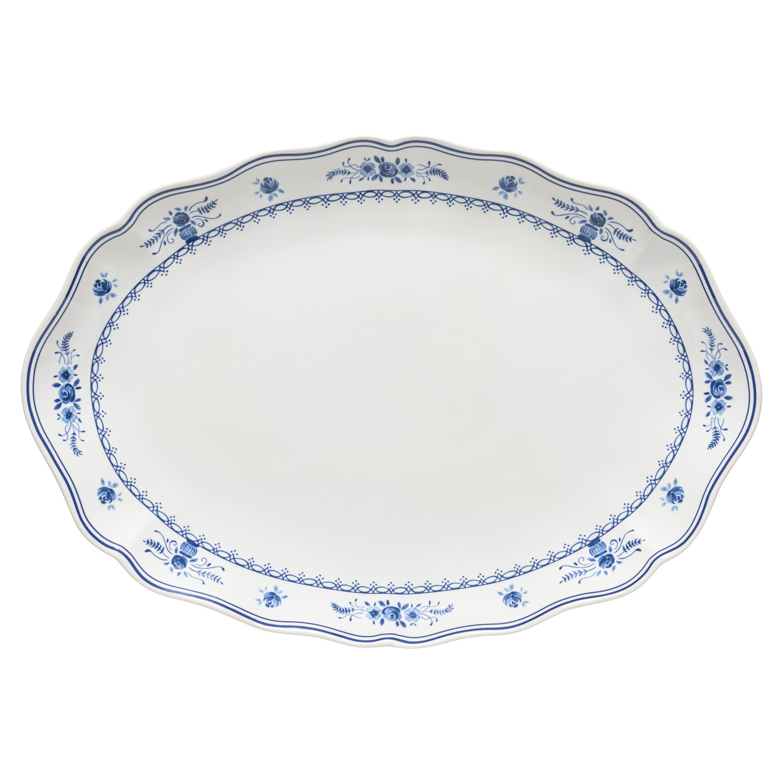 Vila Platter, Branco/Azul, 1.5" H x 16” W x 11.13” D