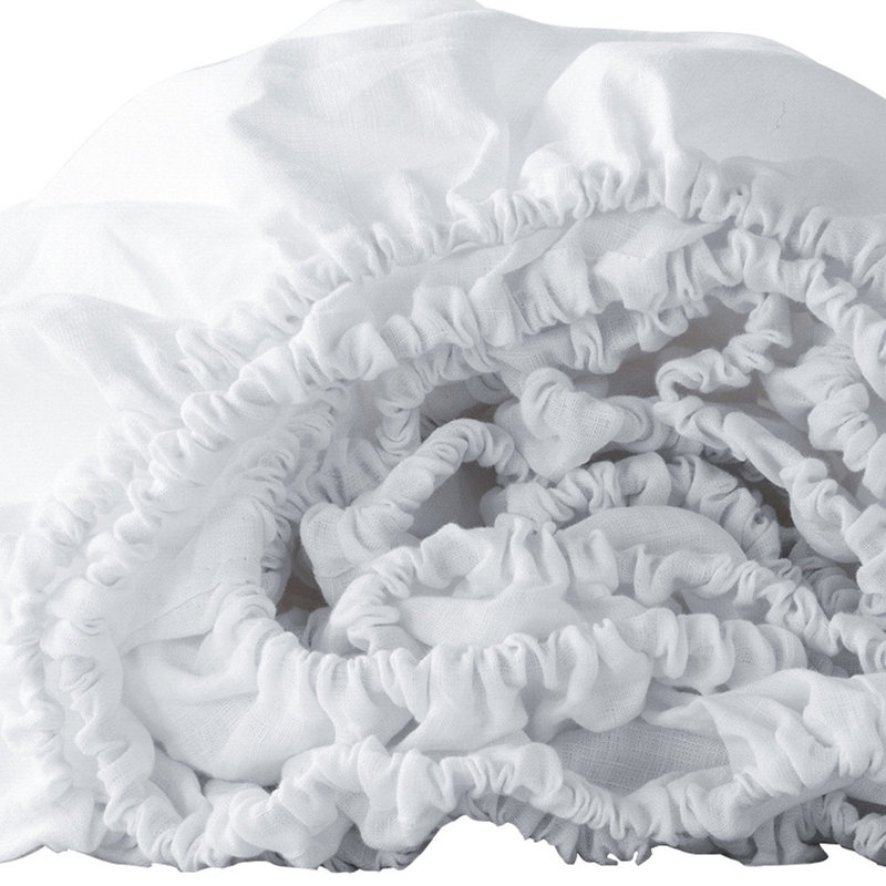 Drap-housse en lin blanc, H 16 po x l 80 po x 60 po