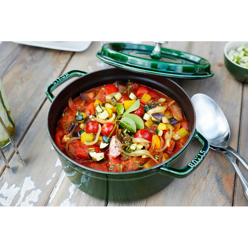 STAUB Round Cast Iron Cocotte, Basil, 28cm