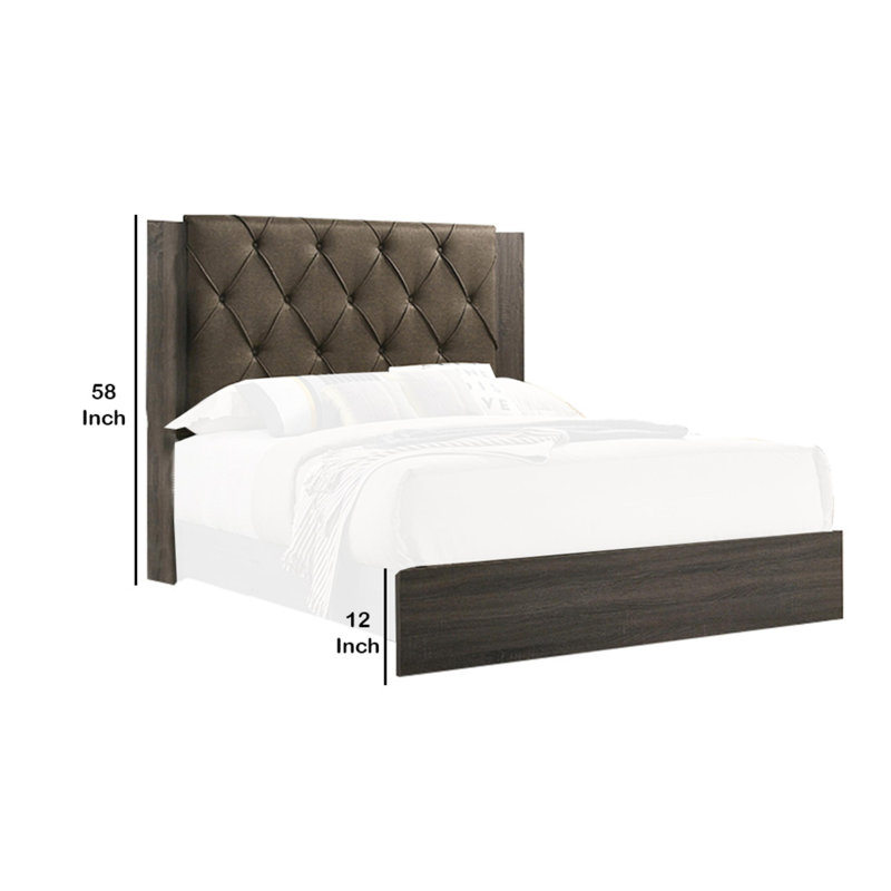 Upholstered Platform Bed, California King, Brown