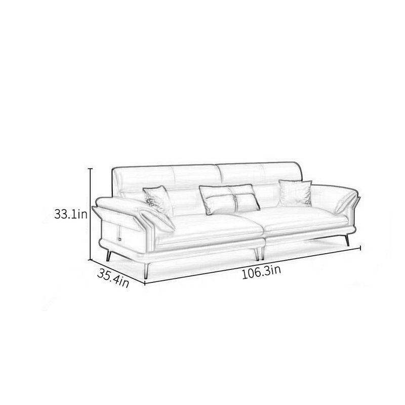 Canapé de réception simple de style italien, H 33,1 po x l 106,3 po x P 35,4 po