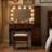 Narvis 43" Makeup Vanity Desk with LED Lighted Mirror & Power Outlet & 5 Drawers, Vanity Set with Stool-1882928008