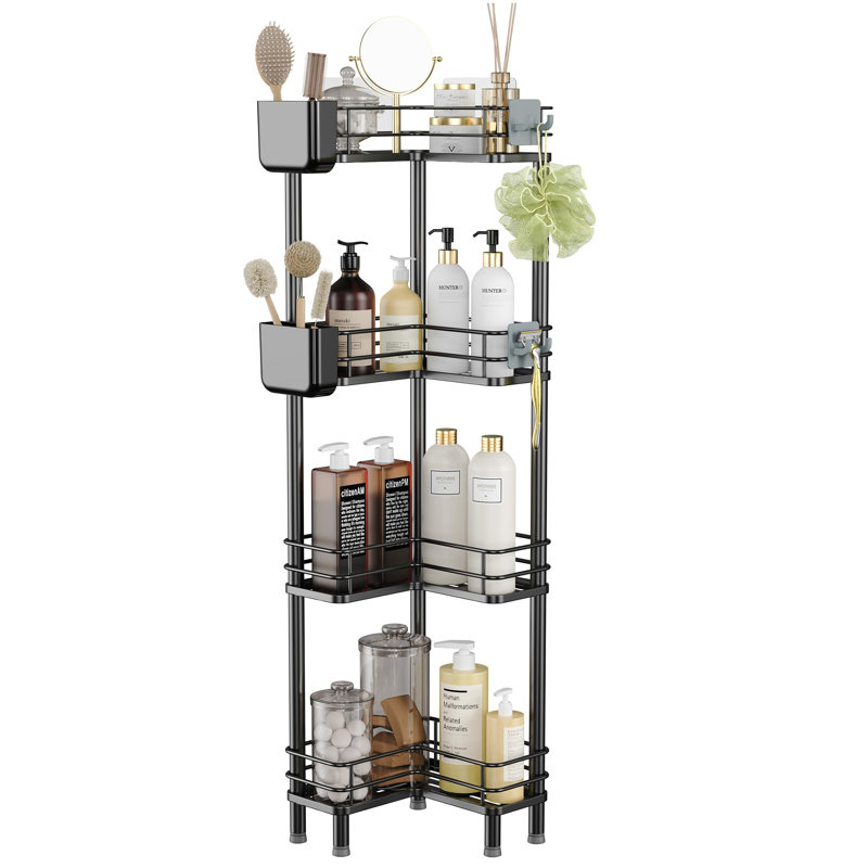 Corner Shower Caddy With Toothbrush Shelves 4 Tier Standing Rustproof