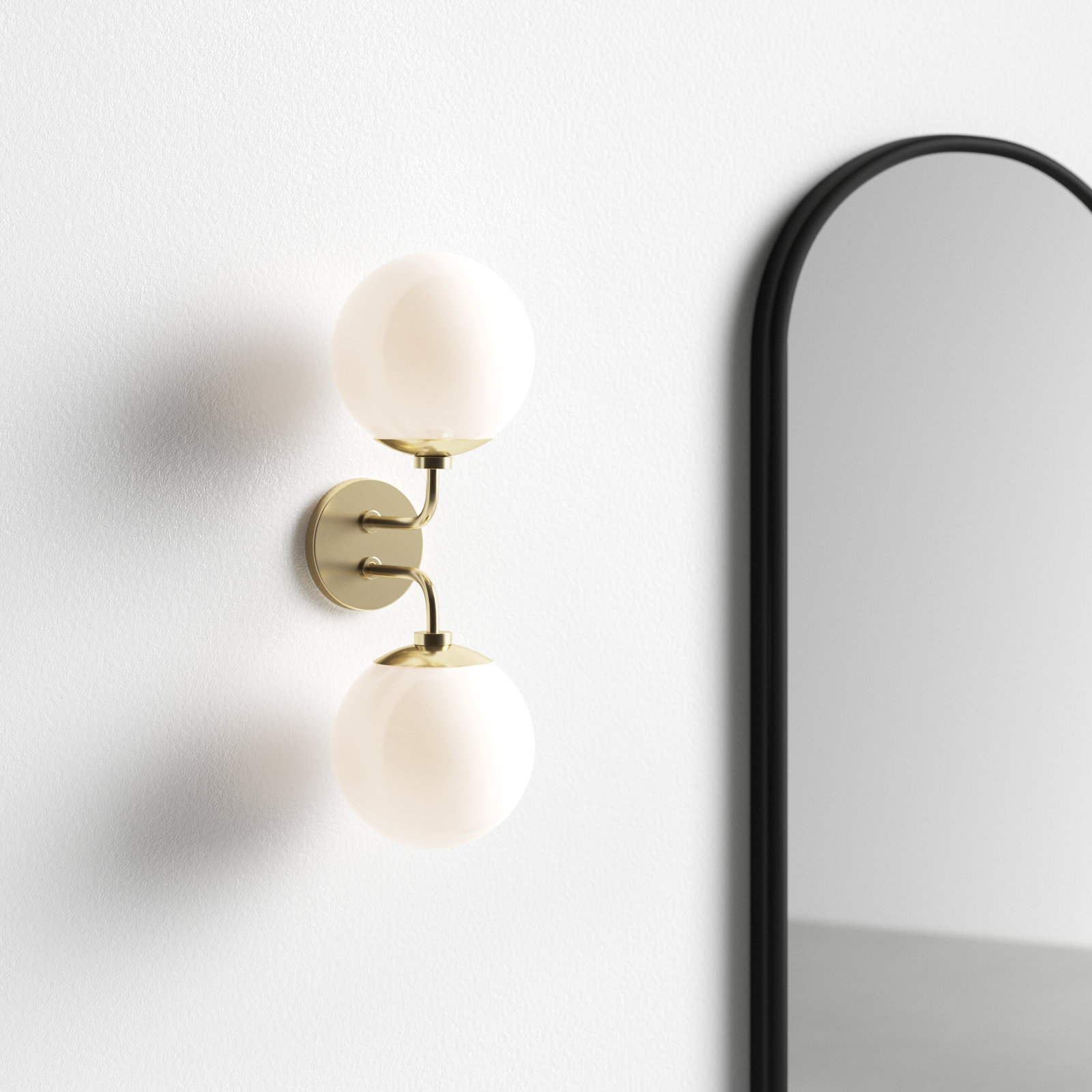 Luna 2 Light Glass Dimmable Armed Sconce, Aged Brass