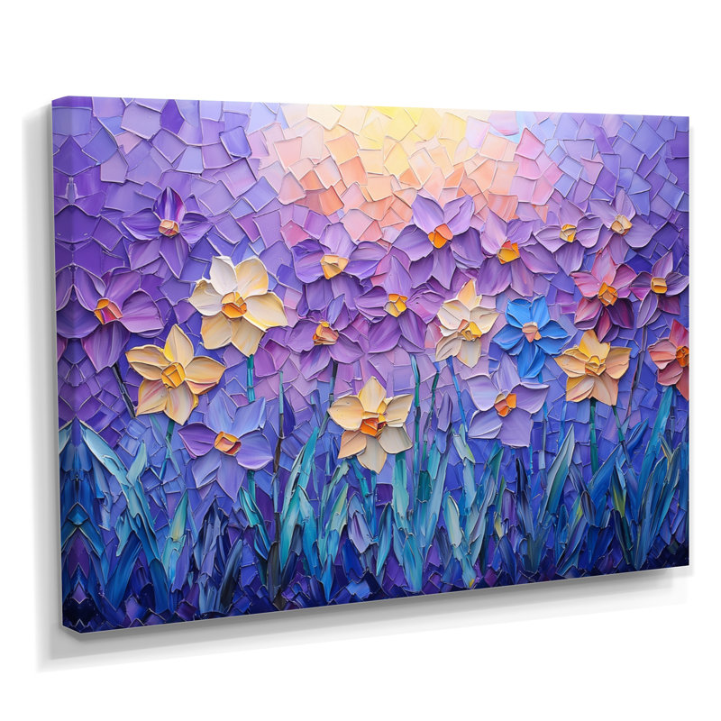 «Lavender Harmony Of Daffodils In Summer I - Daffodils», reproduction sur toile, H 24 po x l 32 po, Toile tendue