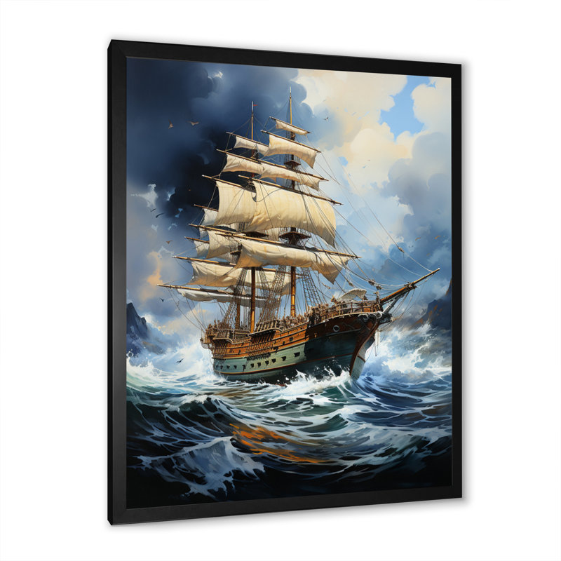 Impression d'art sur toile Pirates Ghost Ship - Pirate, Cadre photo noir, H 20 po x l 12 po x P 1 po