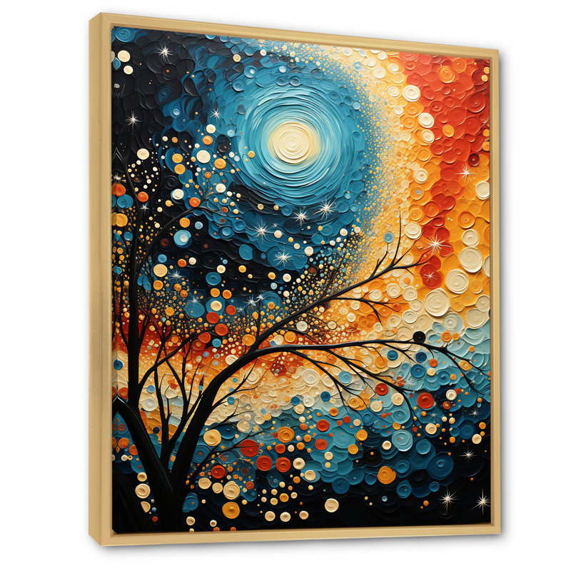 " Tree Aerial Dance Pointillism ", Natural Floater Framed, 32" H x 16" W x 1" D
