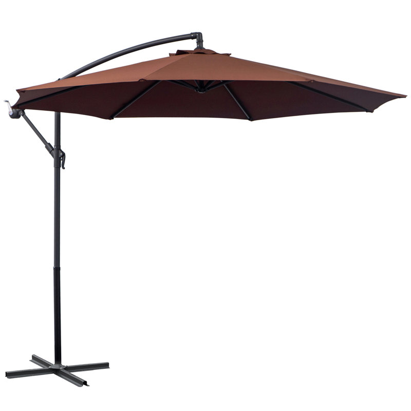 Parasol de patio décalé avec matériau résistant aux rayons UV et à l'eau et support robuste