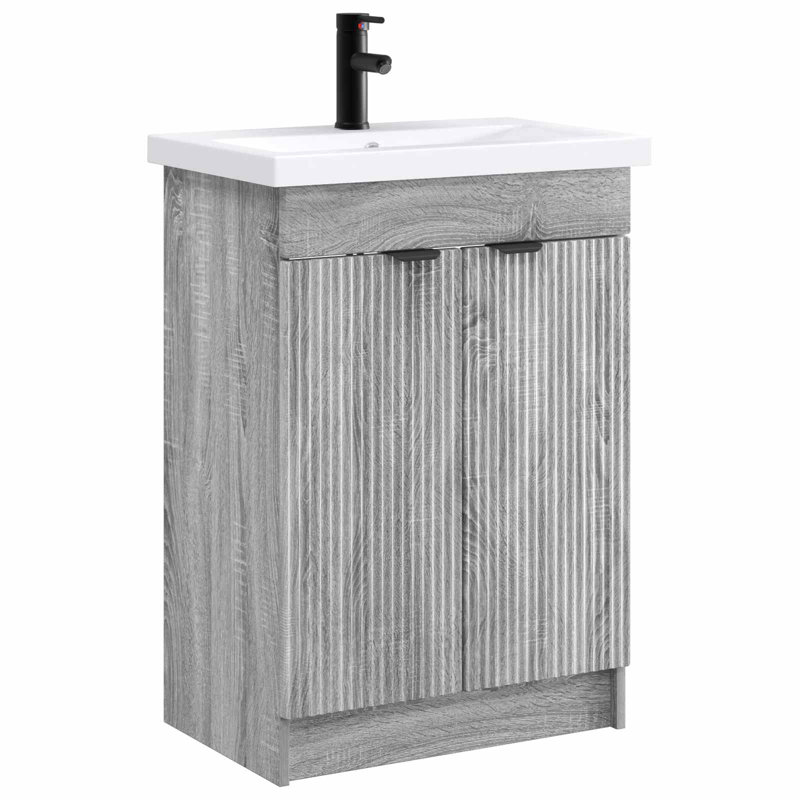 Vanity & Mirror Set, Grey Sonoma