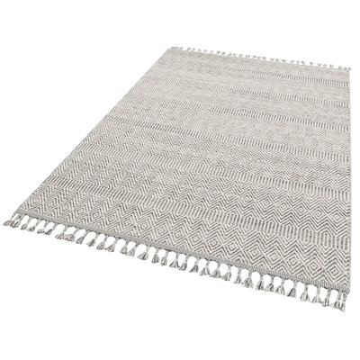 Stylish Grey Area Rug, 5.2 x 7.5 Feet | 45% Polypropylene / 55% Polyester, 2000 g/m², 0.4 in Pile Height | Machine Woven, Flat Weave | Easy Clean, Vacuum Friendly | Perfect for Living Room & Bedroom Décor