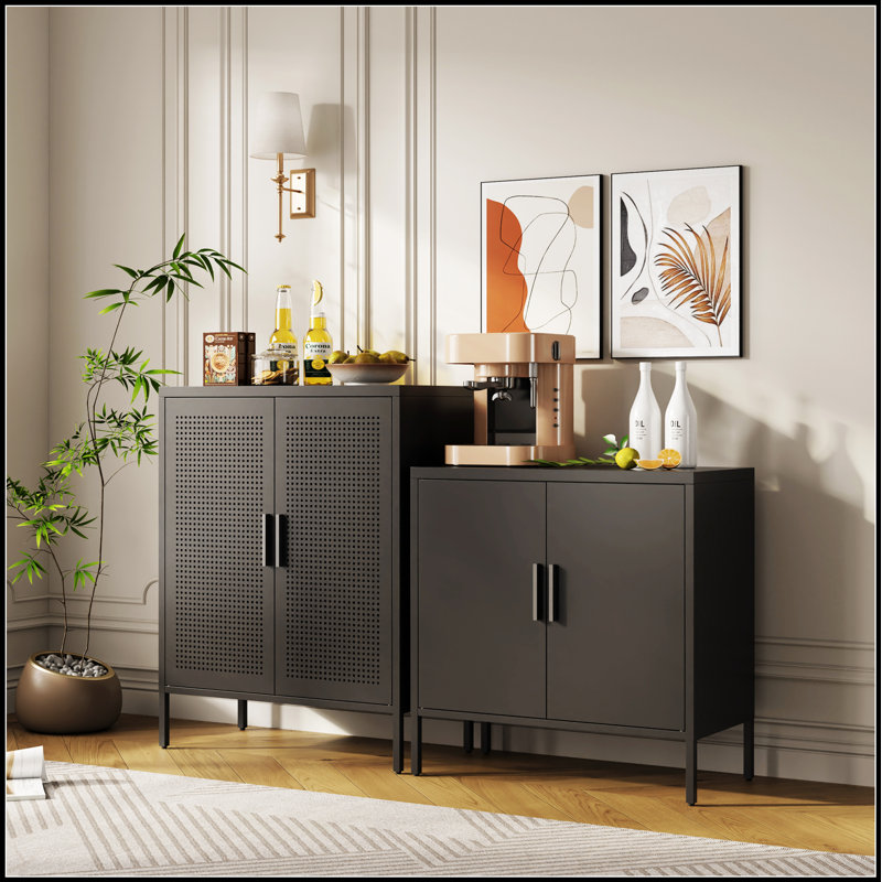 Armoire de rangement en métal durable sans serrure avec 2 portes et 2 tablettes réglables, idéale pour les espaces organisés