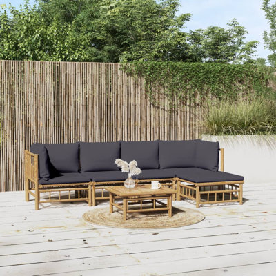 Ensemble de salon de jardin modulaire en polyester naturel gris foncé