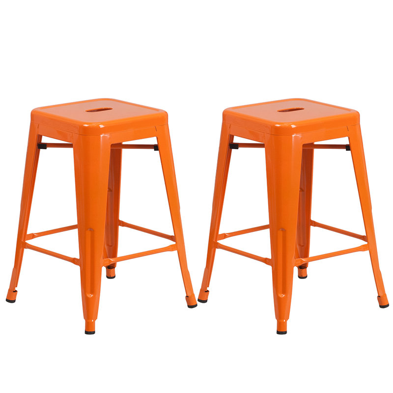 Tabouret de bar 24 po Kohki, Orange, Set of 4