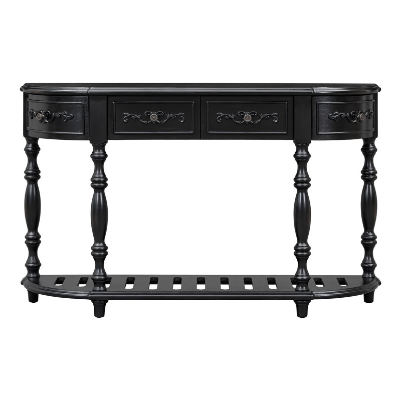 Console incurvée moderne et contemporaine de 132 cm (52 ​​po) avec 4 tiroirs et 1 tablette, idéale pour une entrée, un corridor ou un salon.