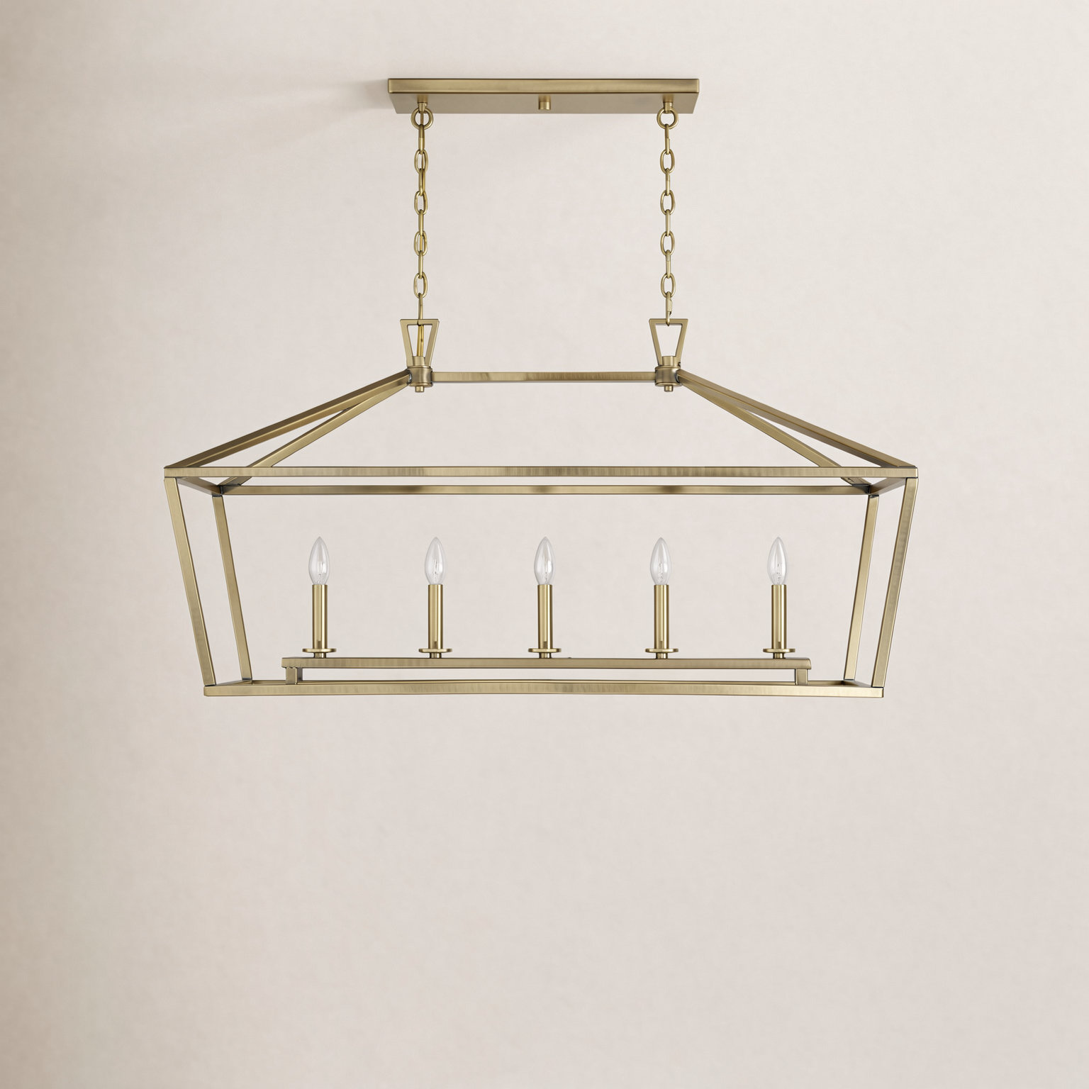 Hastings Dimmable 5-Light Pendant, Warm Brass, 23.5" H x 44" W x 16" D