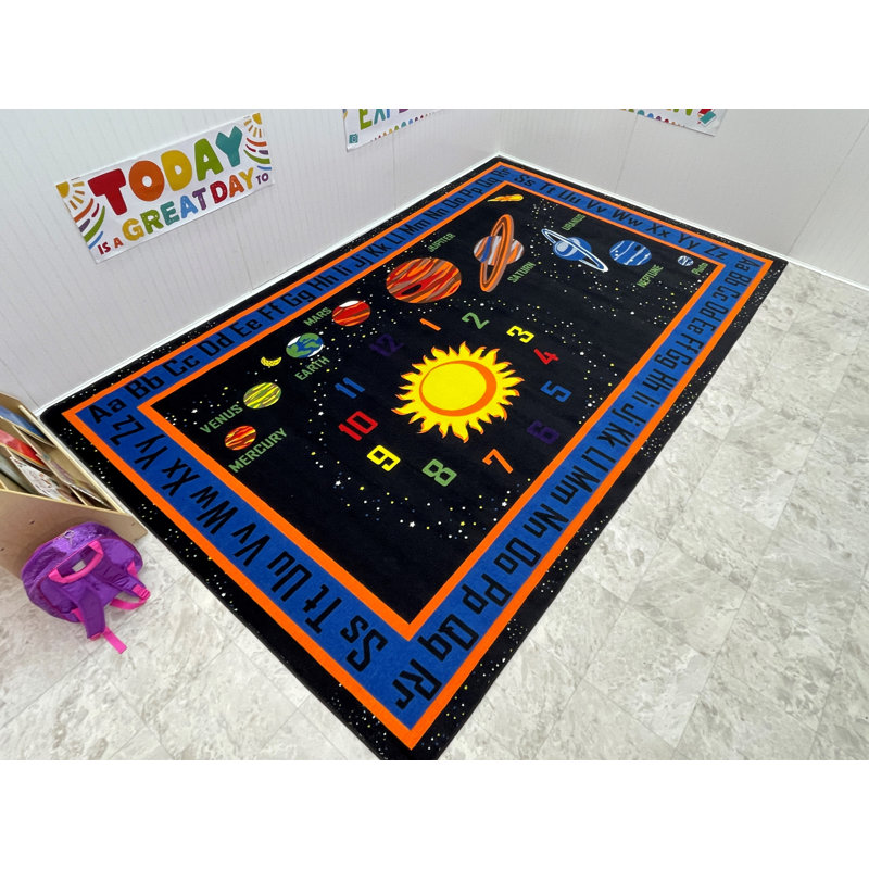 Tapis de classe KidCarpet.com sur le thème de l'espace, rectangle de 2,29 m x 3,66 m, Rectangle 7 pi 6 po x 12 pi