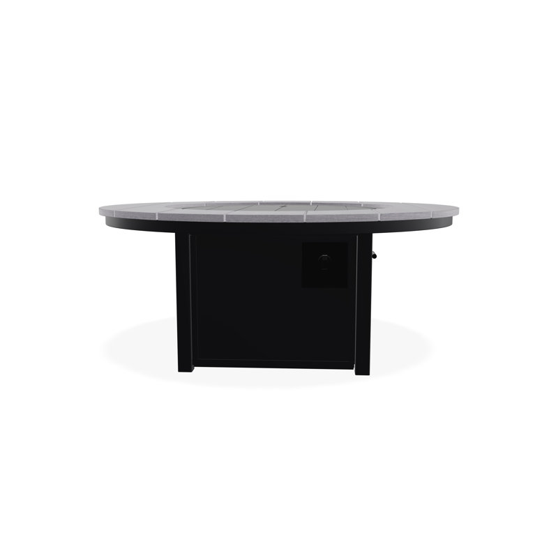 Table de foyer 42 po ronde en polymère rustique avec tablette au propane, H 23 po x l 54 po x P 54 po, Black/Cape Gray