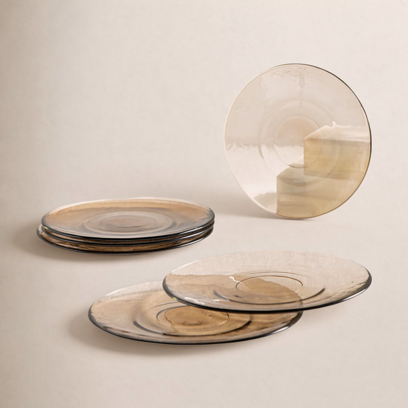 Assiettes en verre recyclé, Brun pâle
