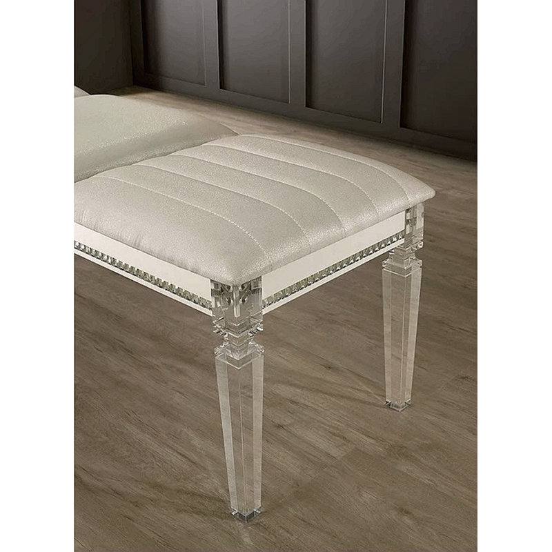 Banc 1pc antique classique blanc perle uniquement avec pieds en acrylique et miroir en bois massif contemporain