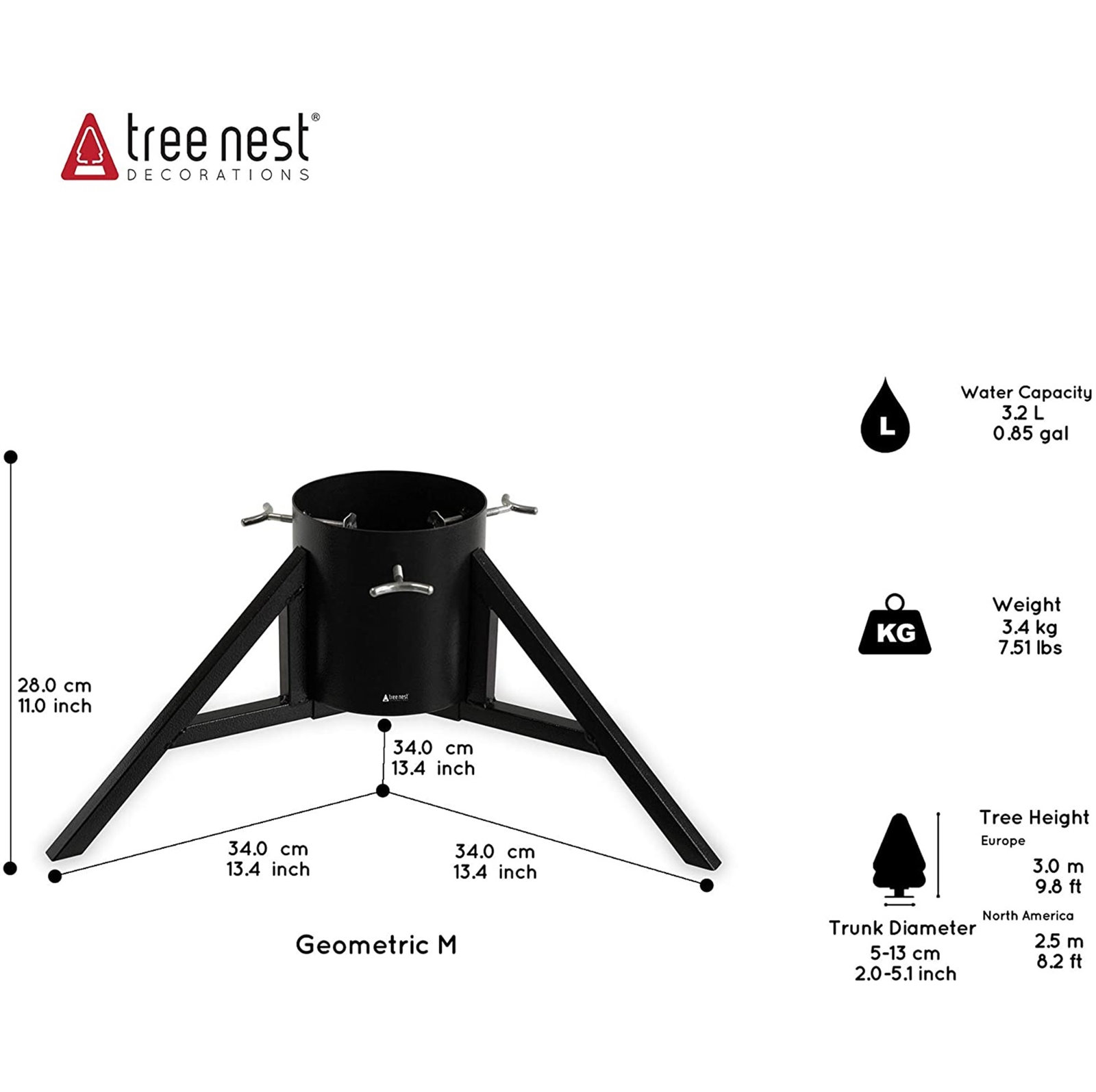 Geometric Live Tree Stand, Red