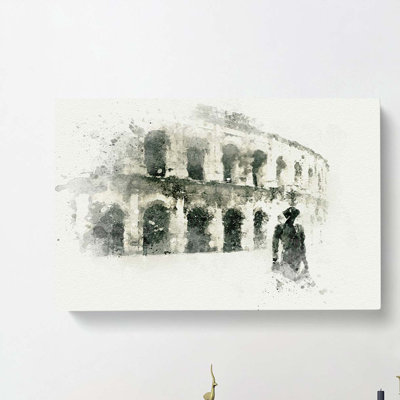 Arena of Nimes in France in Abstract - Wrapped Canvas
