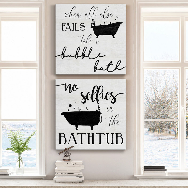 «Take a Bubble Bath», ensemble de 2 reproductions d'art texturé sur toile tendue, H 24 po x l 48 po x P 1 po