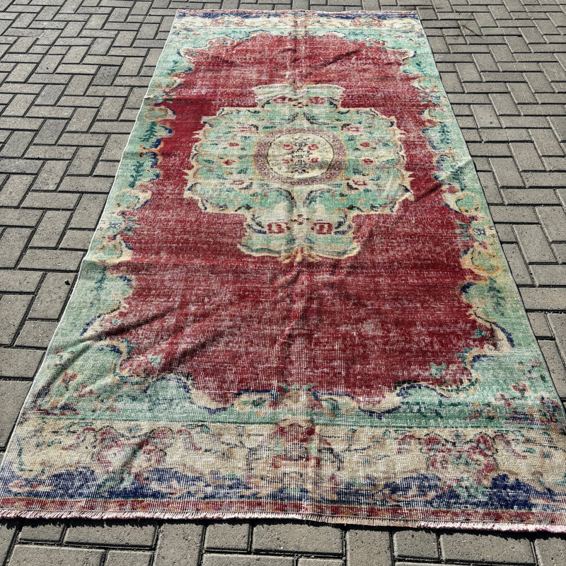 Tapis rouge en laine Vintage Patchwork