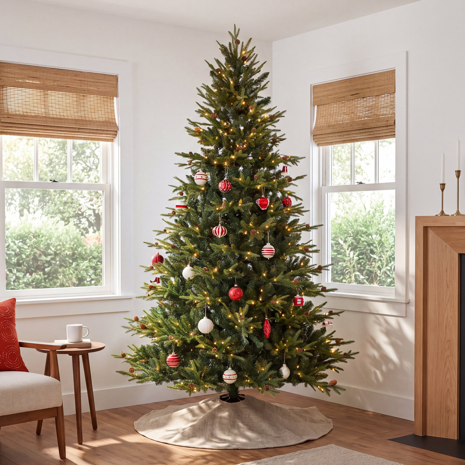 Pre-Lit Pine Christmas Tree, 7.5'