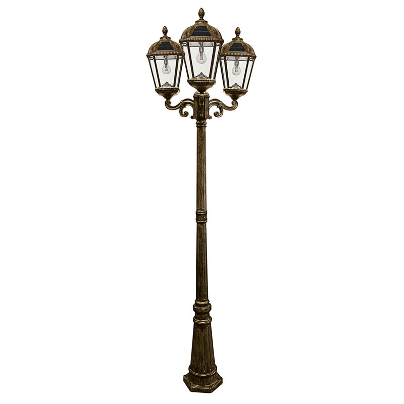 Poteau de lampe solaire à culot triple sans creusage ni câblage 